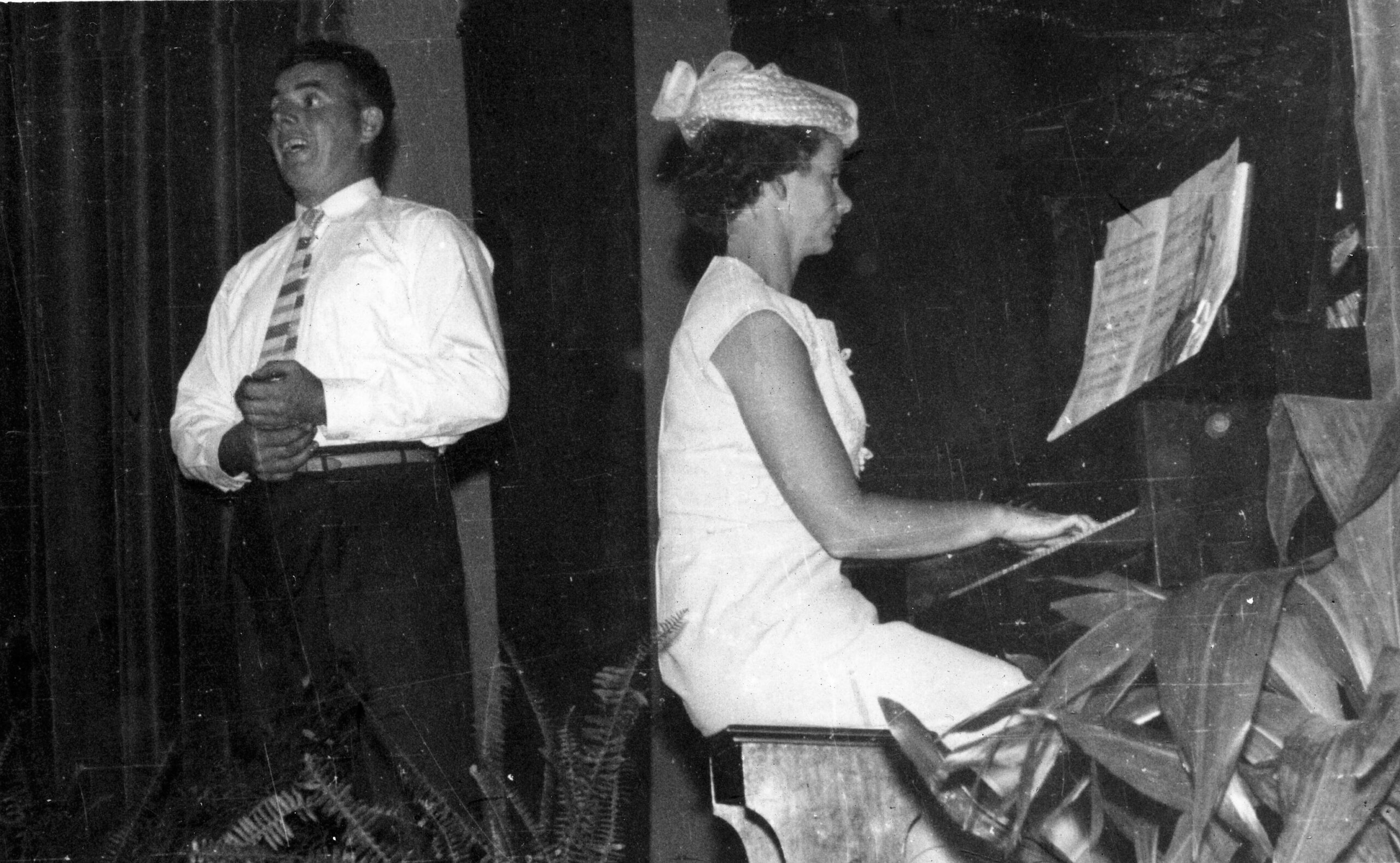 Bill and Beryl Heath performing on stage at a concert.