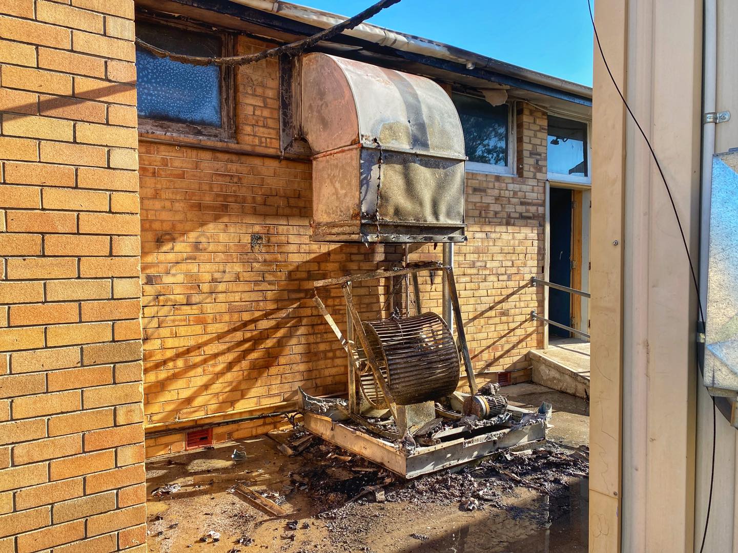The unit after the fire was extinguished by firefighters. Photo: Fire and Rescue NSW Station 399 Narrabri.