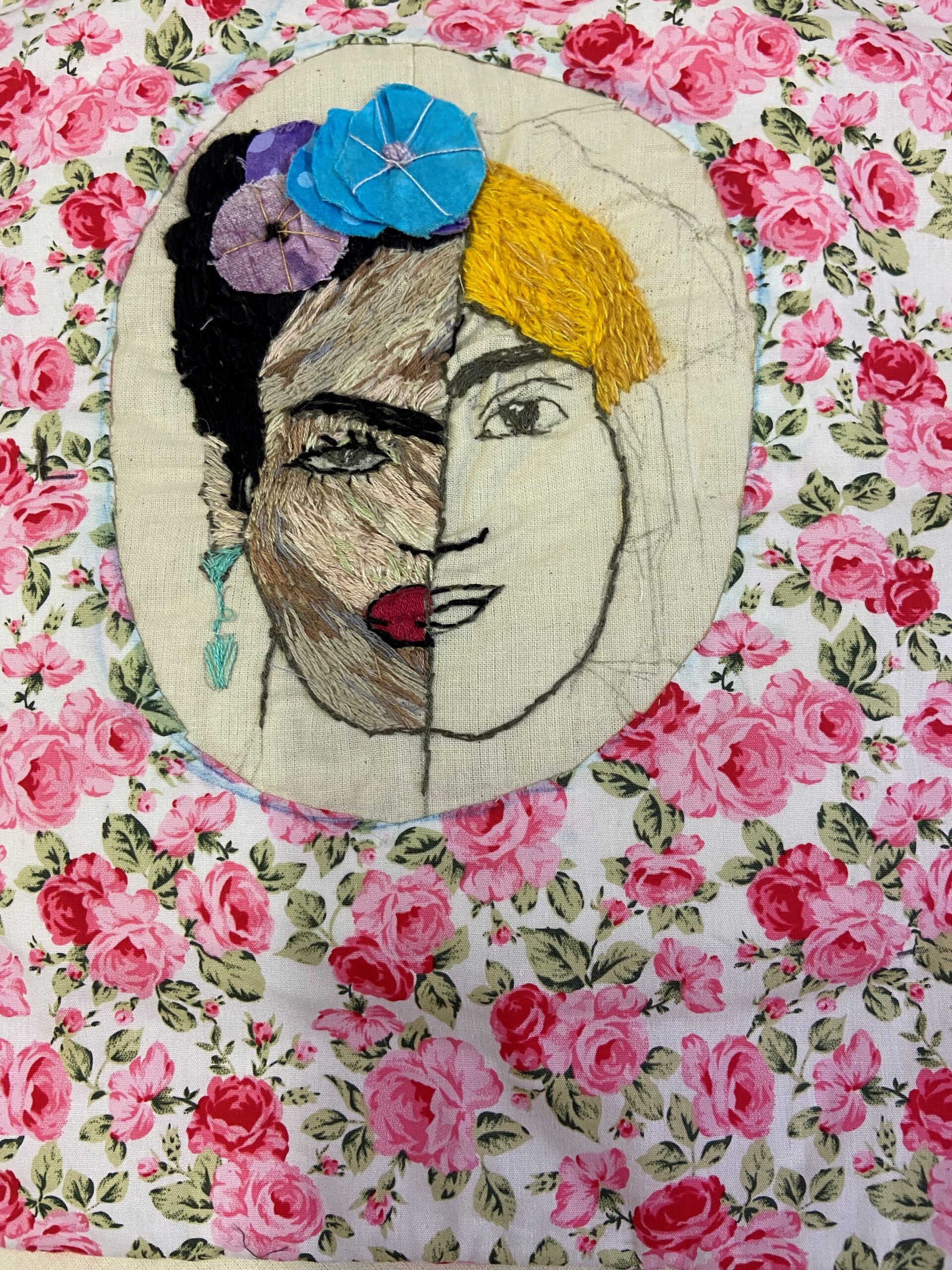 Frida Kahlo-inspired portrait quilt 1.
