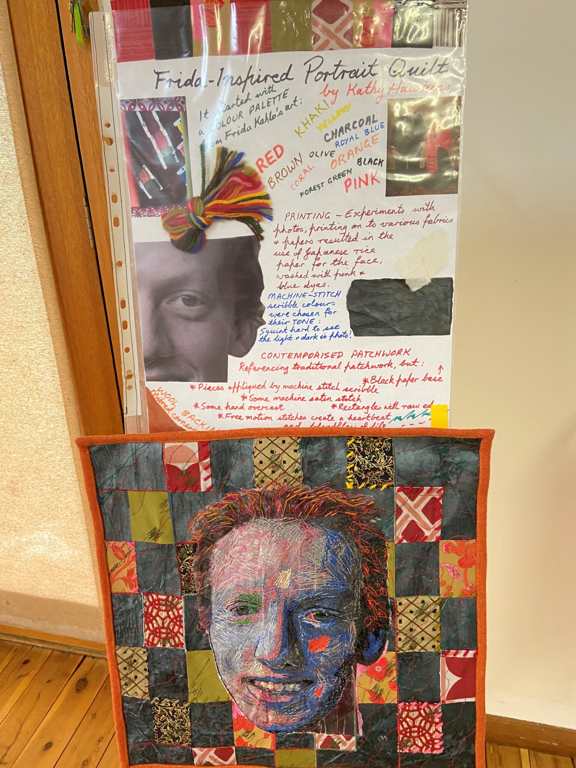 Frida Kahlo-inspired portrait quilt 2.