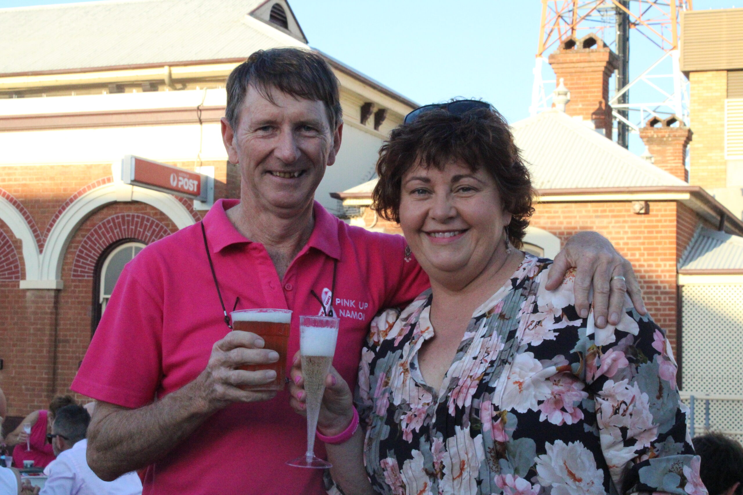 Grahame and Julie Herbert were among the Rotary Club of Narrabri’s contingent who support the Pink Up celebration.