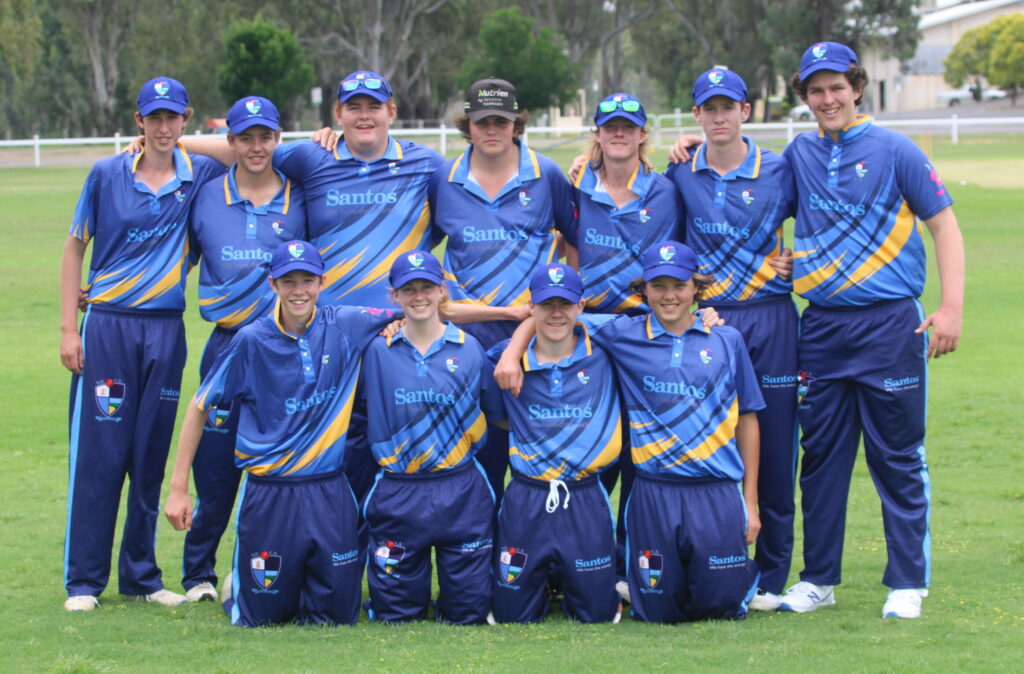 Looking brilliant in their new kits at Leitch Oval on Sunday are the Narrabri District Junior Cricket Association’s under-17s representative side. Pictured are - back, James Keys, Dustyn Allen, DJ Allen, Alistair Wheeler, Clay Hoffman, Sid Harvey, Will Ford, front, Ben Keys, Elsie Ford, Bernard O’Connor and Max Hunter.