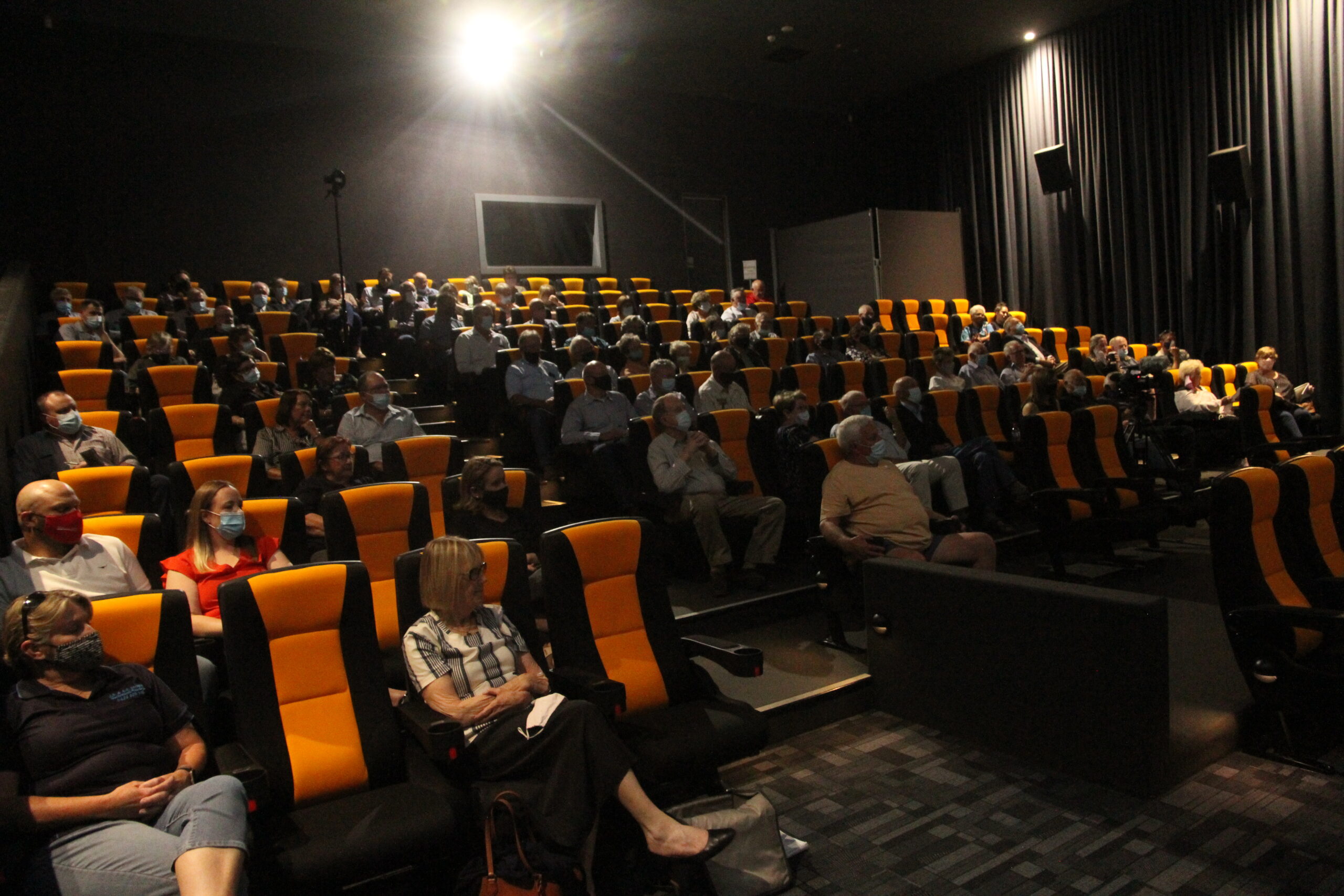 The audience gathers for the candidates’ forum at The Crossing Theatre on Wednesday night. The forum was organised by the Narrabri Chamber of Commerce and was chaired by the organisation’s president Russell Stewart.