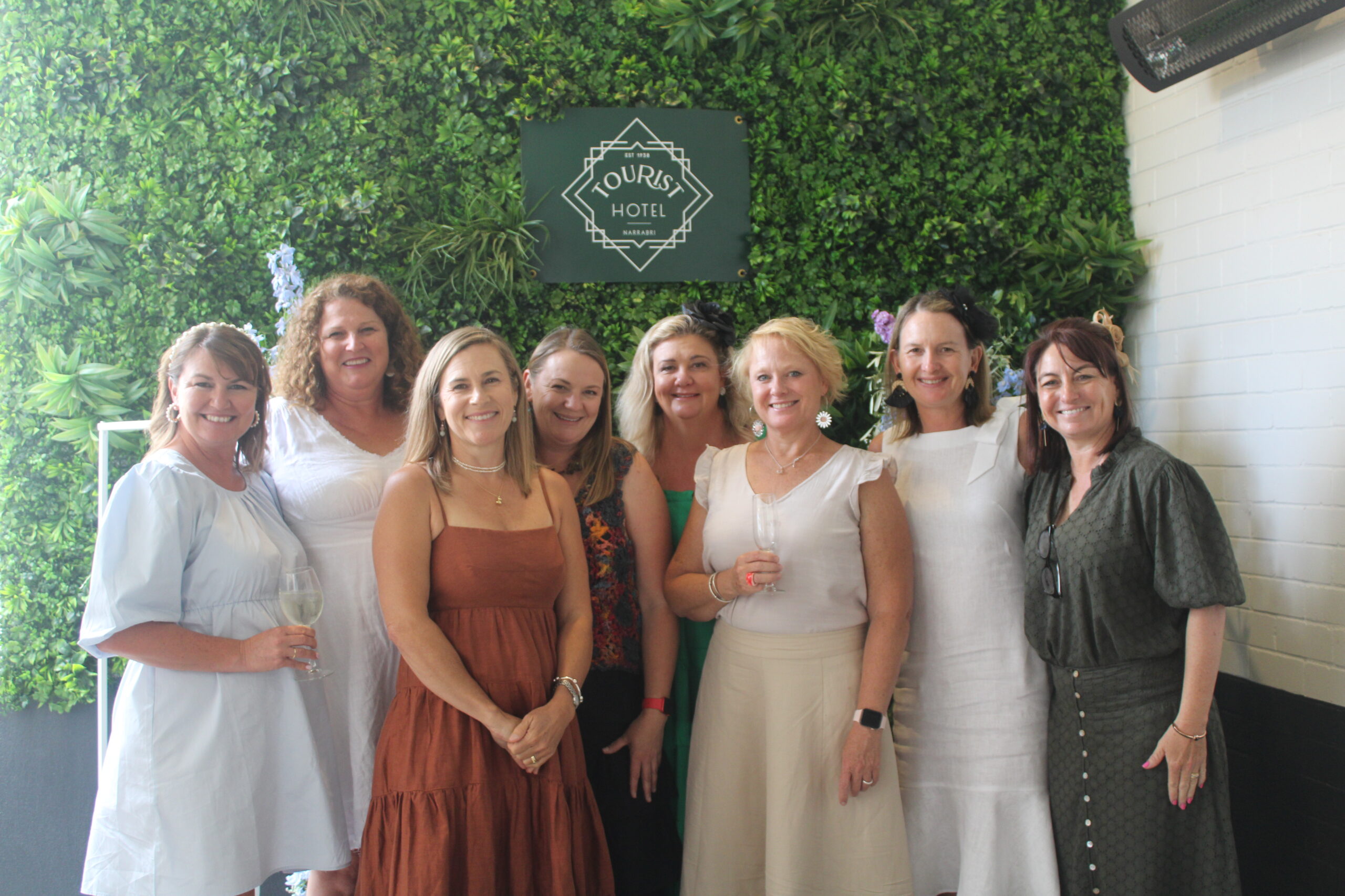 Melissa Hancock, George Gourley, Nat Gourley, Candy malcolm, Louise Penberthy, Alicia Pratt, Heidi Campbell and Monique Gett at the Tourist Hotel.