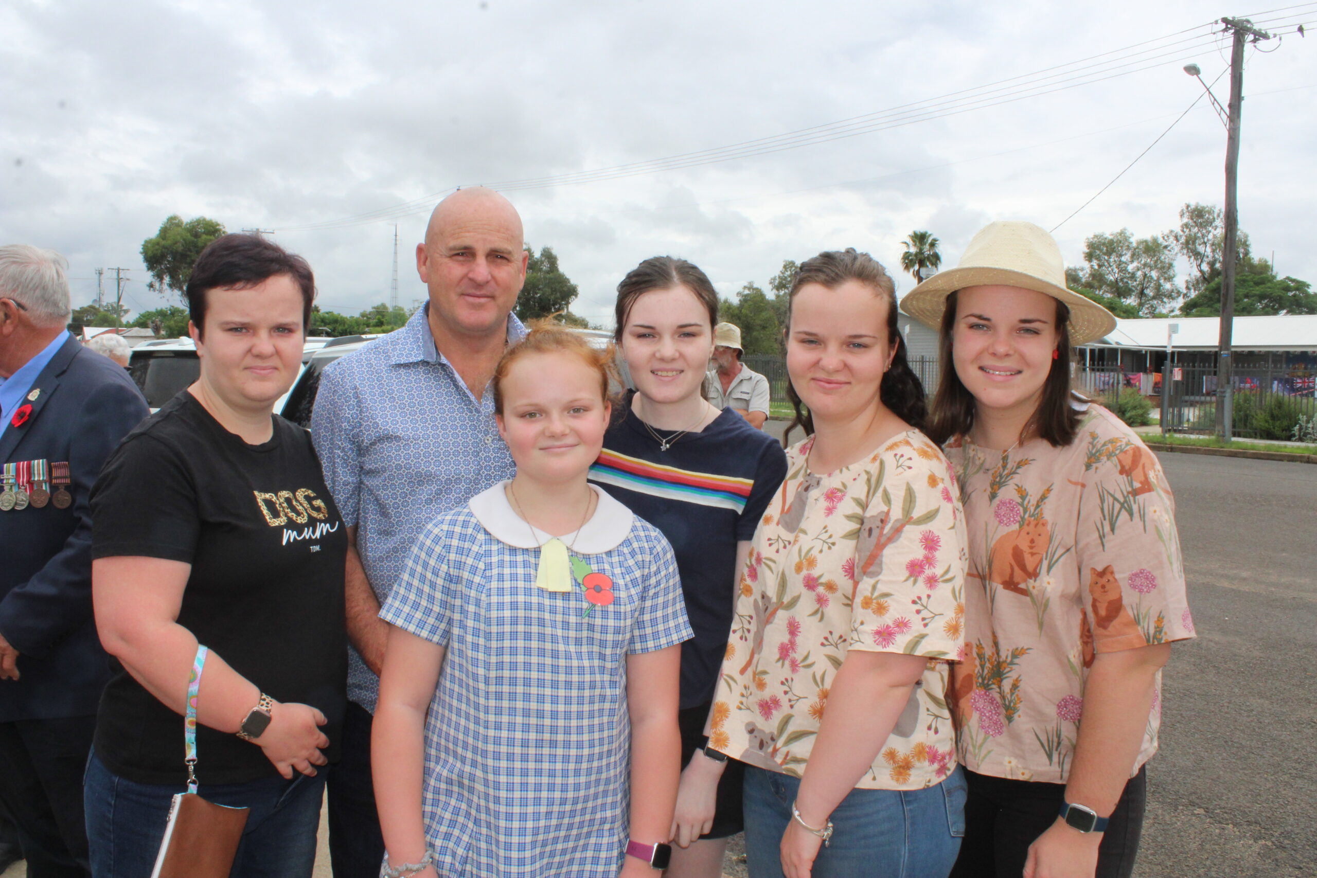 The Whelan family attending their last Remembrance Commemoration service in Boggabri prior to moving to Queensland. Ally, Leon, Victoria, Scarlett, Zara and Larissa.