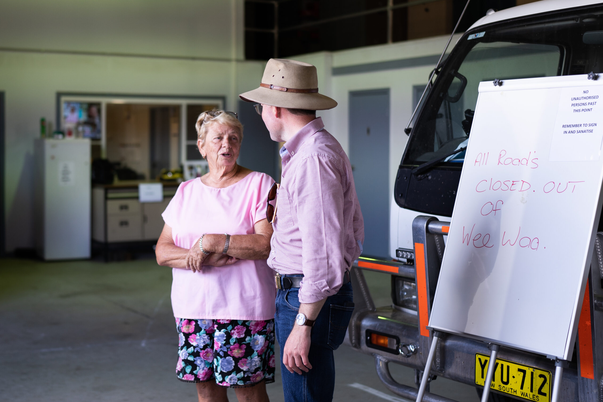 Outgoing Narrabri Shire councillor Maxine Booby and Minister Adam Marshall. 