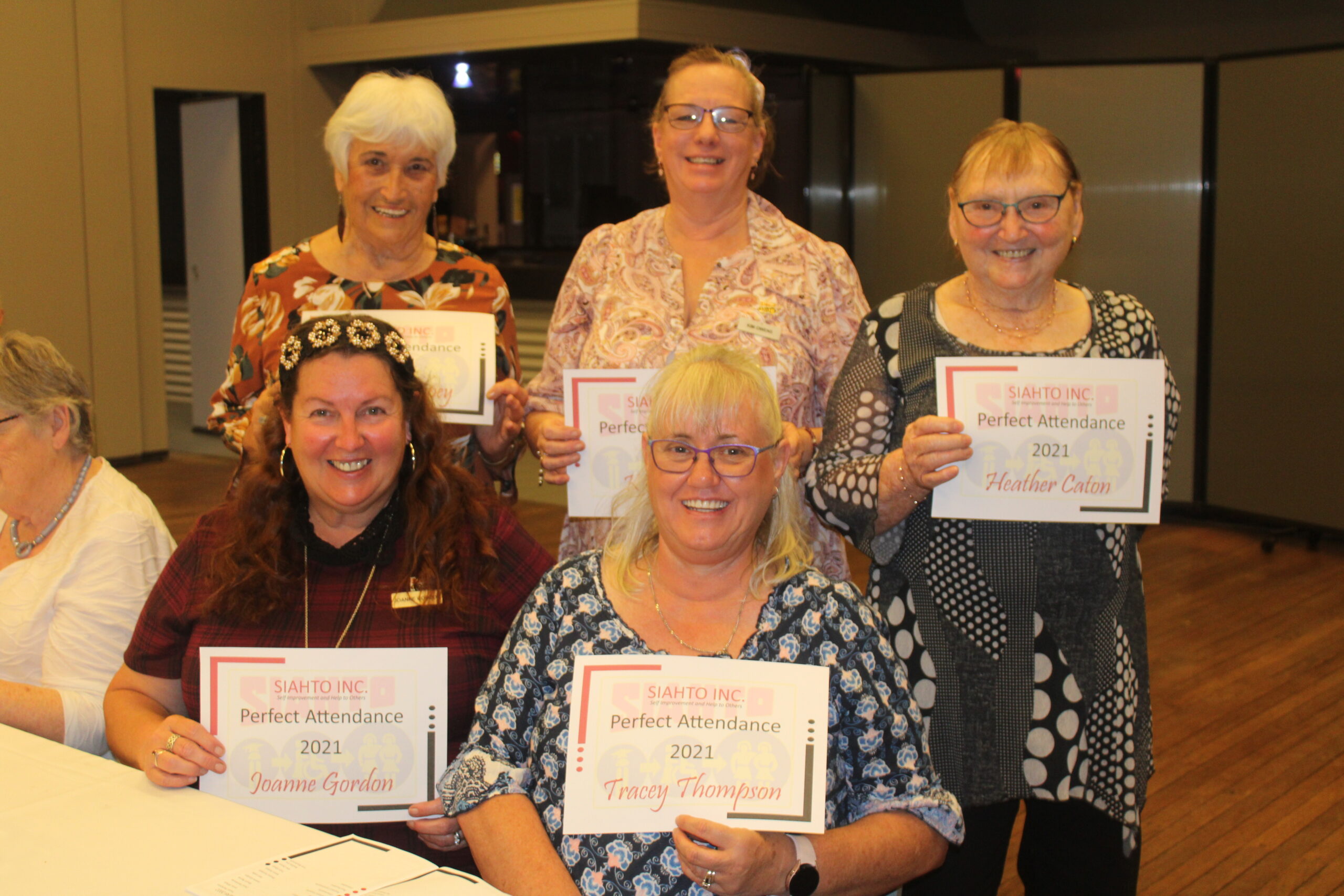 2021 SIAHTO Perfect Attendance awardEEs: Back, Olwyn Campey, Kim Owens, Heather Caton, front, Joanne Gordon and Tracey Thompson.