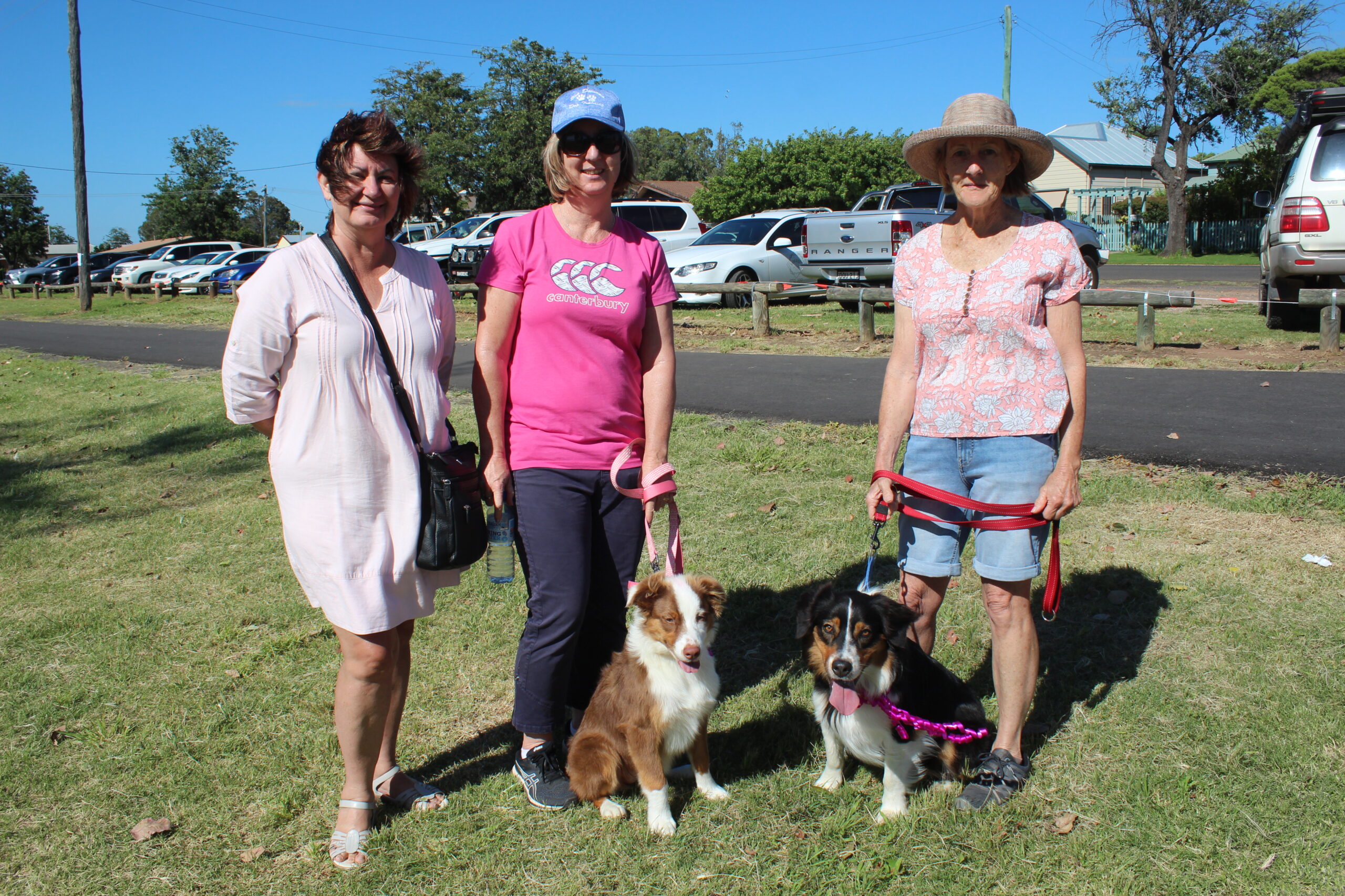 Jenny Campbell, Lindy Mason and Fiona Groeneveld with Cleo and Daxter.