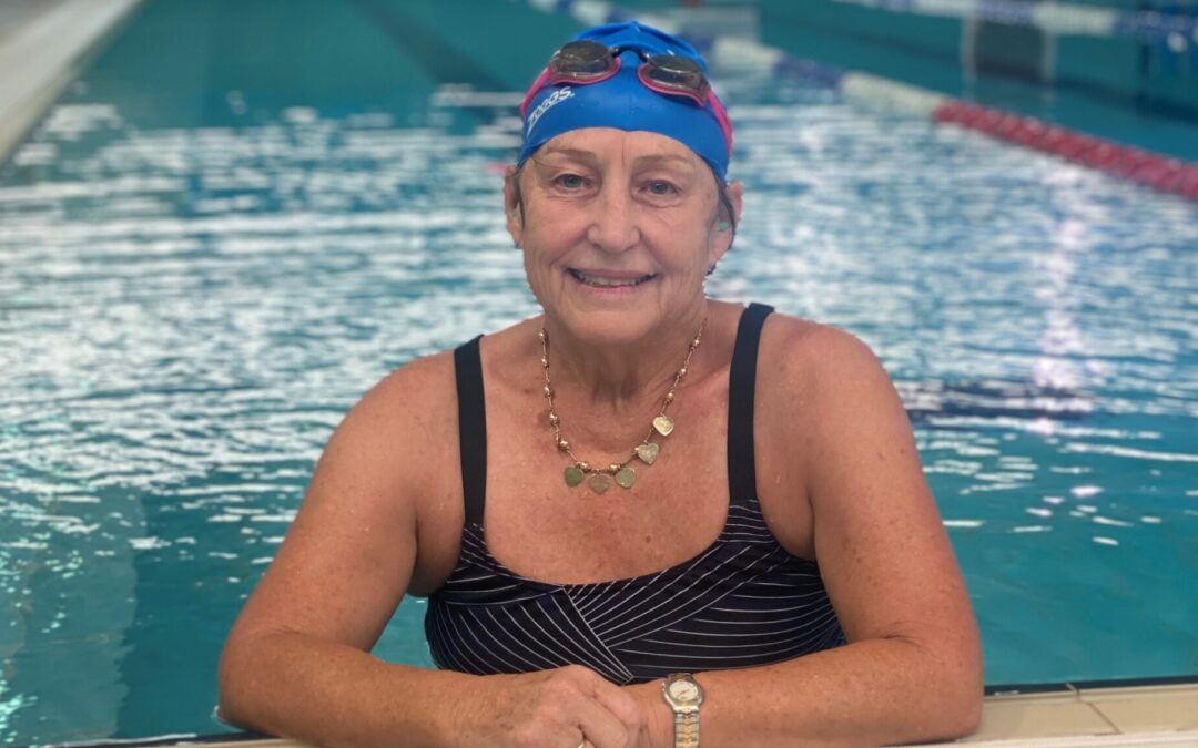 Helen Dugdale swimming laps to support youth mental health service ReachOut