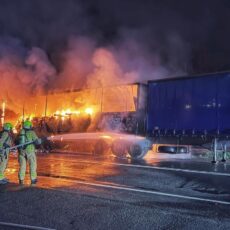 Crews tasked with clean-up after highway truck blaze
