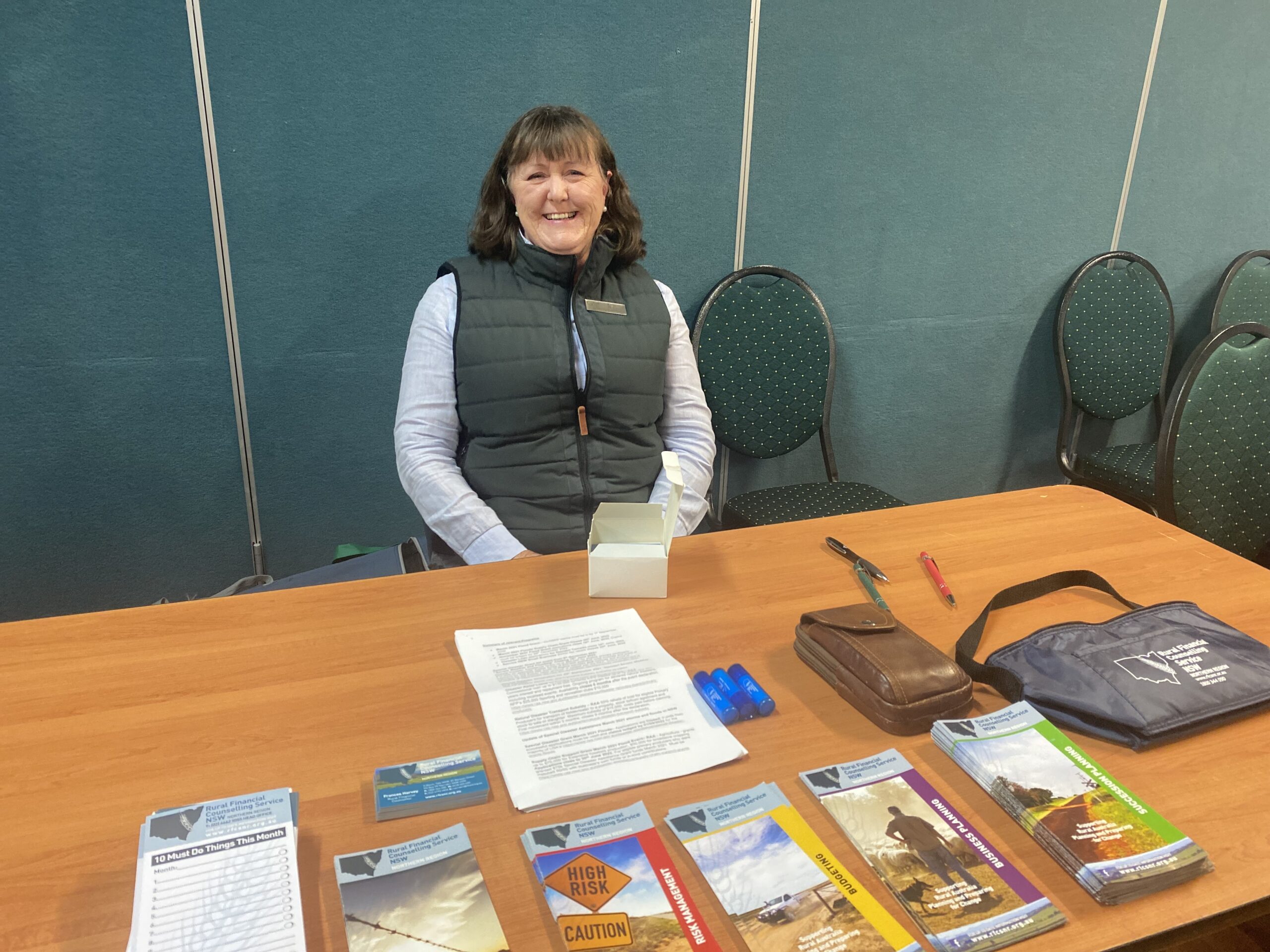 Frances Harvey from the Rural Financial Counselling Service NSW. As well as the comedy show, there were support service providers at the Wee Waa Bowling club on Wednesday night to chat to locals.