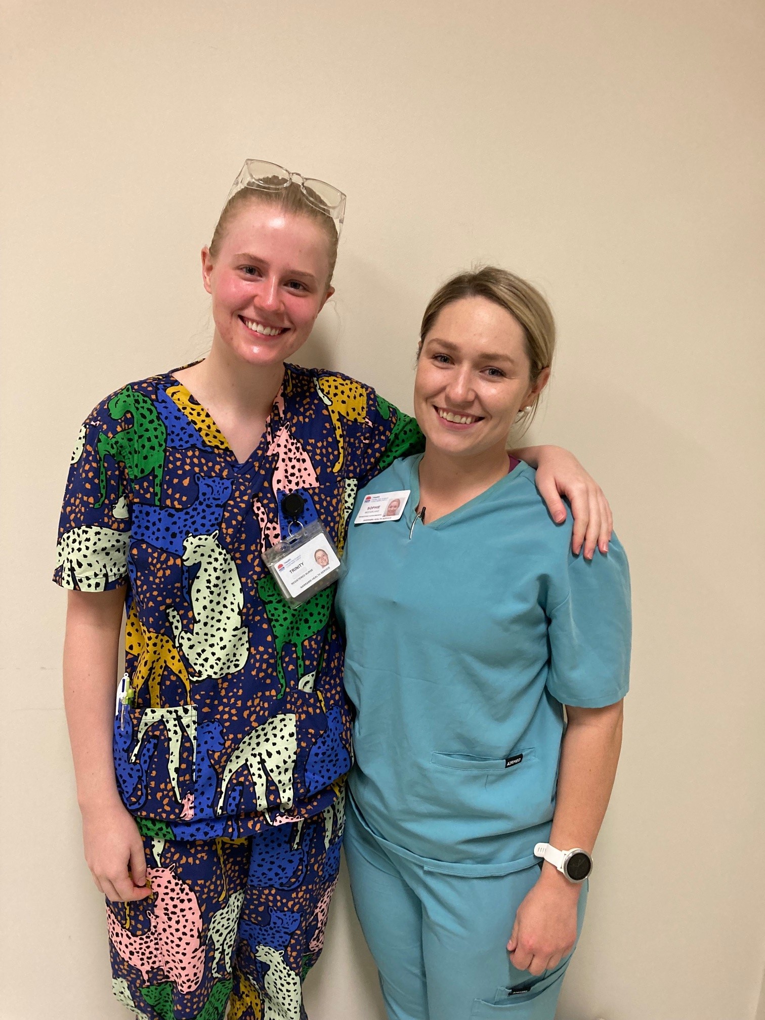 Narrabri High School graduates who took part in the SBAT program Trinity Westman and Sophie McFarland at Narrabri Hospital.