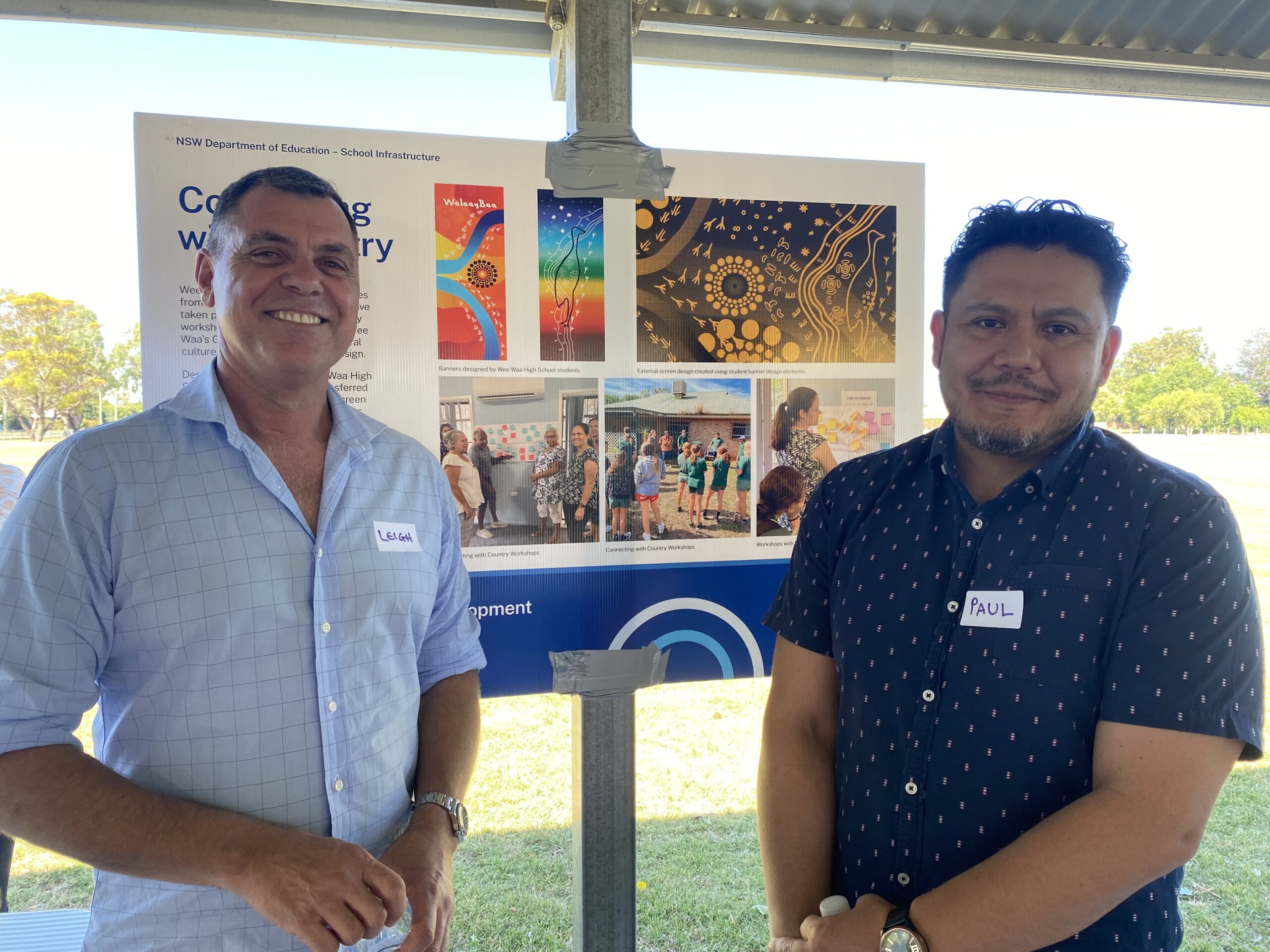 Project director with Schools Infrastructure NSW Leigh Wilson and community engagement manager Paul Oritz.