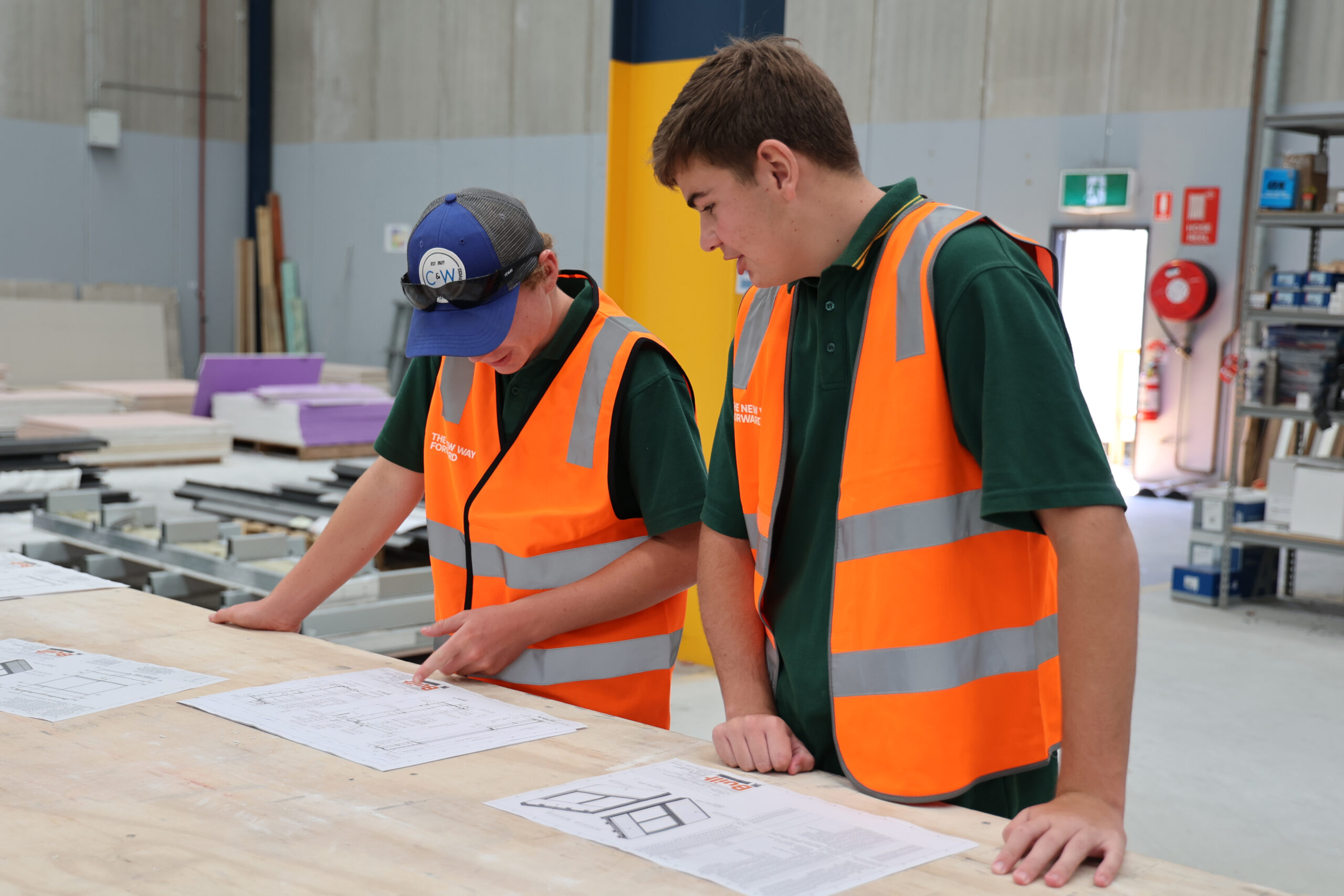 Jackson Reynolds and Jye Smith at the factory in Botany.