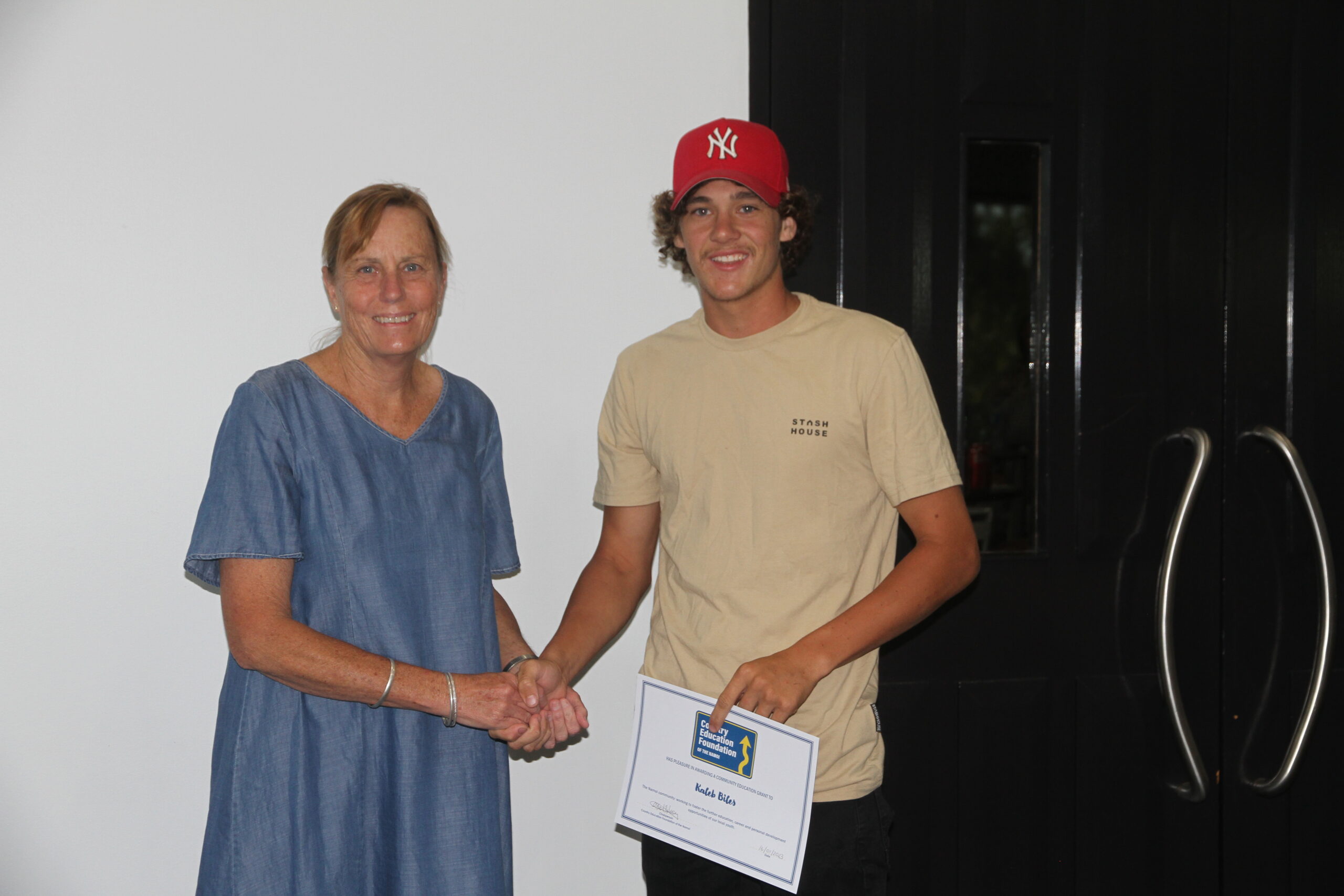 Jo Morley with Kaleb Biles.