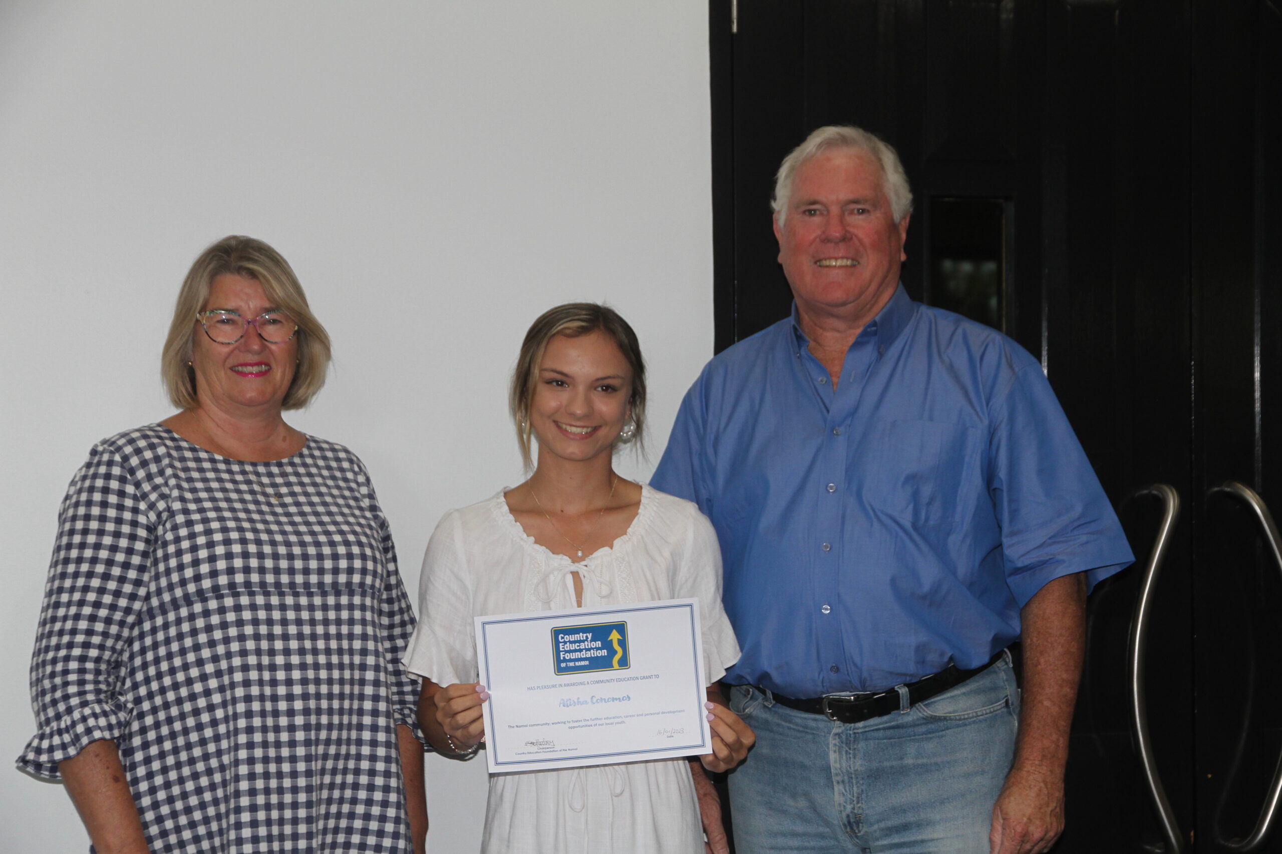 Alisha Conomos with Mary-Ellen and Kevin Schwager.