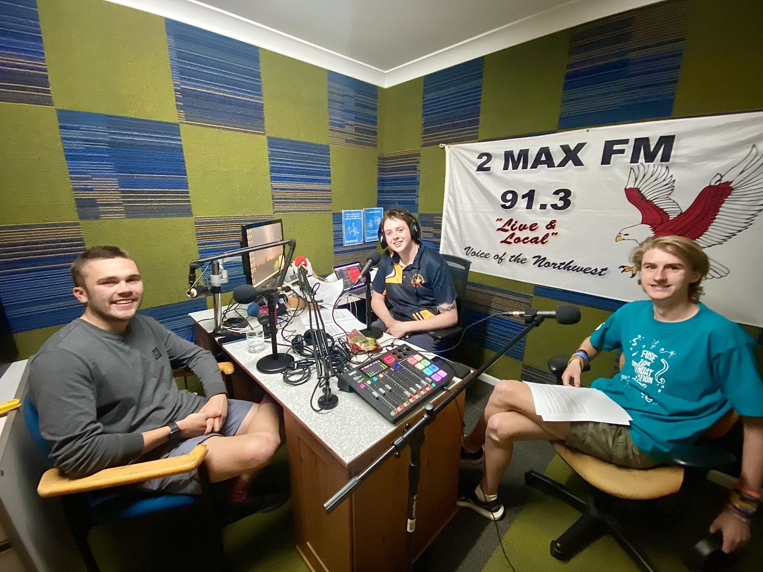 Australian Ninja Warrior Contestant Cruze Morley, also known as ‘the Boggy Ninja’ being interview by Narrabri High School students Alex Mison and Luke Longworth for the youth podcast series, ‘Good Talk Great Mate’.