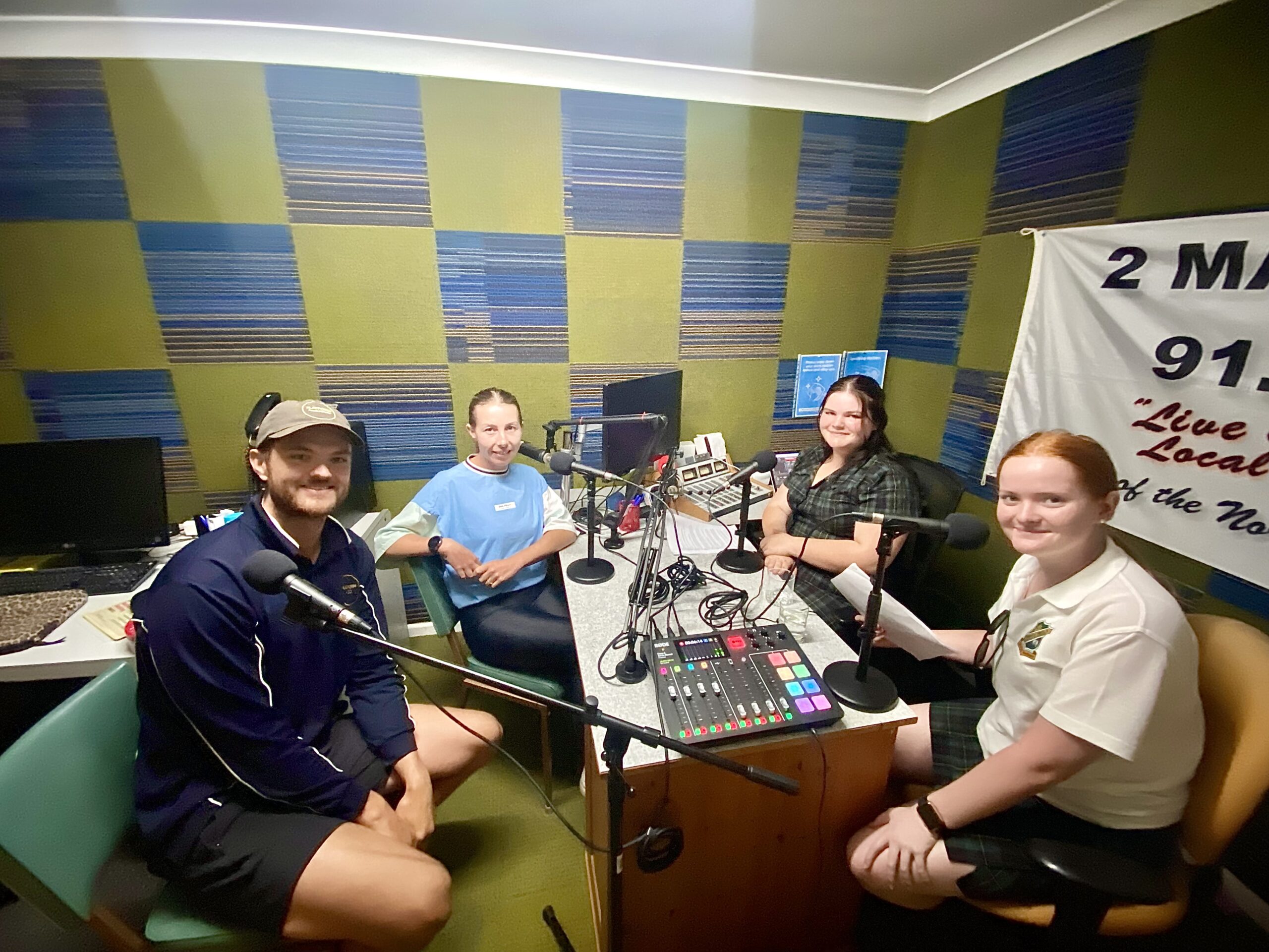 Platform and Co’s nutritionist Ellie Hatton and personal trainer Jake Packer being interviewed by Caitlyn Coutts-Smith and Mackenzie Jones.