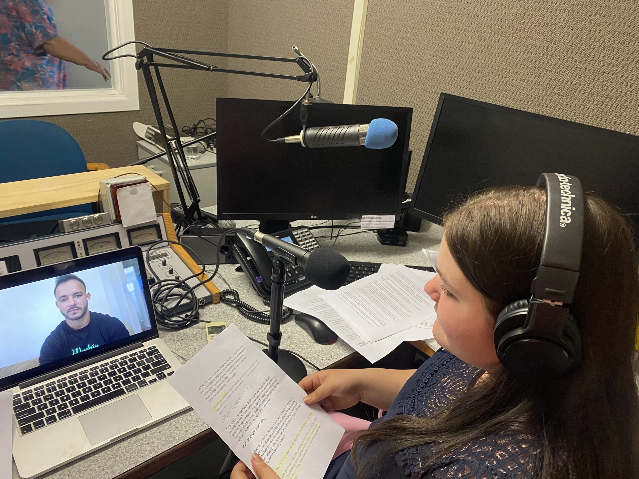 Caitlyn Coutts-Smith’s interviewing NRL star player and proud Kamilaroi man Braydon Trindall.