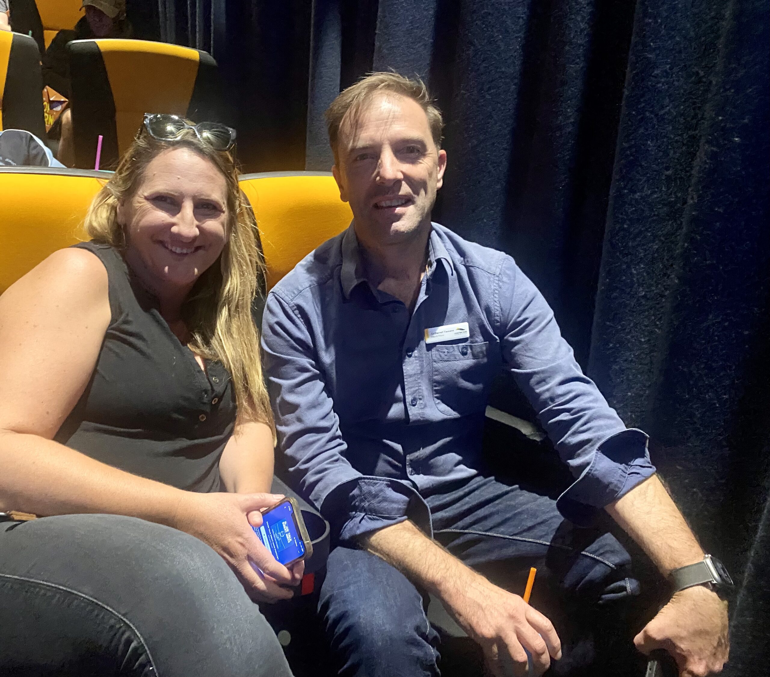 Rural Mental Health Coordinator Letitia Cross and deputy mayor Darrell Tiemens at the podcast launch.