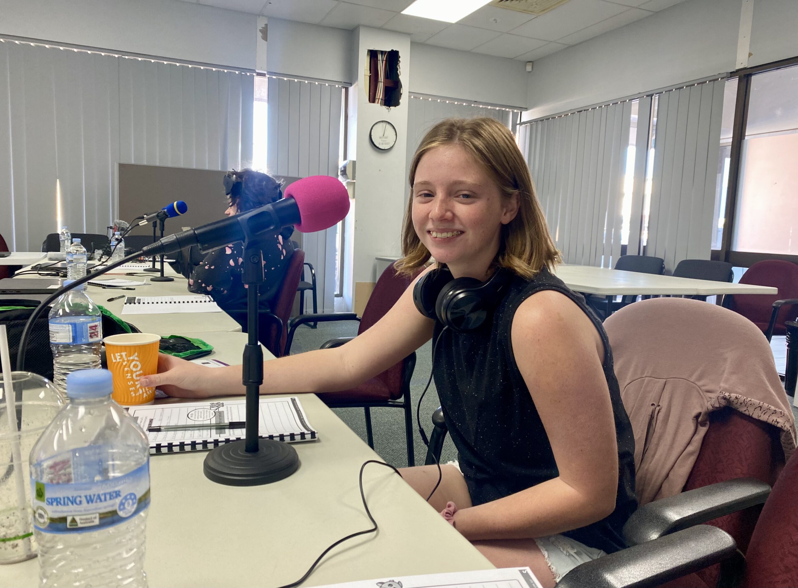 Millie Collins at a training session with Podcast Services Australia.