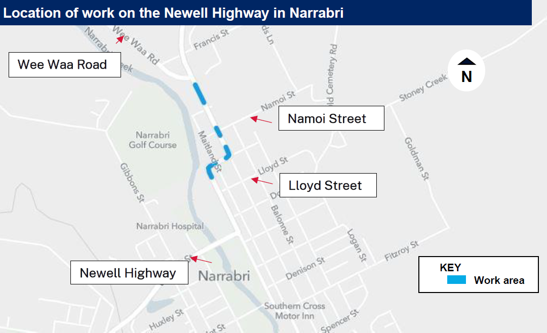 Newell Highway maintenance work to be conducted in Narrabri on Saturday