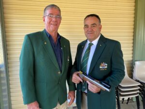 Coach for the Australian team on its trip to the Hungary world championships is David Dewsbury, left, pictured with Jason Anderson.