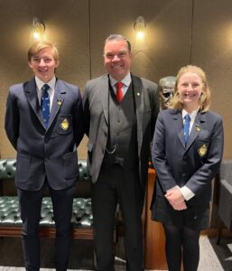 NHS captain Jesse Weekes, Member for Barwon Roy Butler and NHS vice-captain Eliza Dampney.