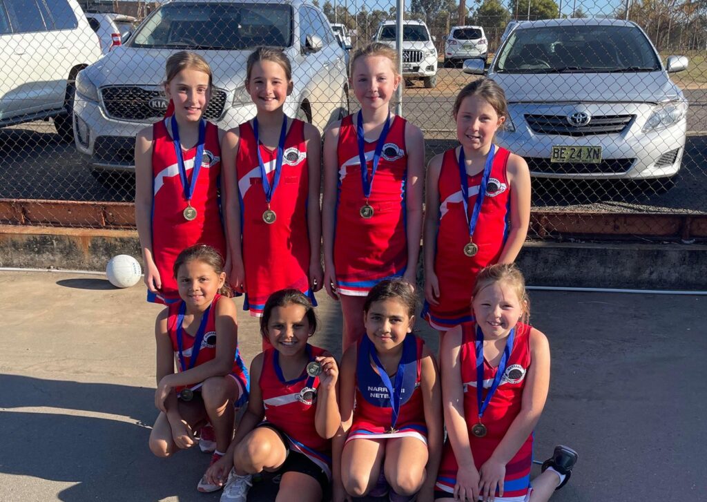 Under-9/10 division winners Rubies - back, Ebony Lehmann, Molly Winston-Smith, Ava Hall, Luka Foster, front, Makaylie Mason, Addison Lamb, Phoebe Willis and Eden Gordon. Photo: Supplied