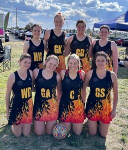 Tourist Tornadoes - back, Layne Parker, Bridie Russell, Callie Lawler, Tenika Bakhuis, front, Megan Crutcher, Bree Smith, Steph Leahy and Demi Winter. Photos: Narrabri Netball Association