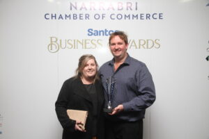 Runner-up Young Entrepreneur of the Year Troy Cooper, right, with Amber Cooper.