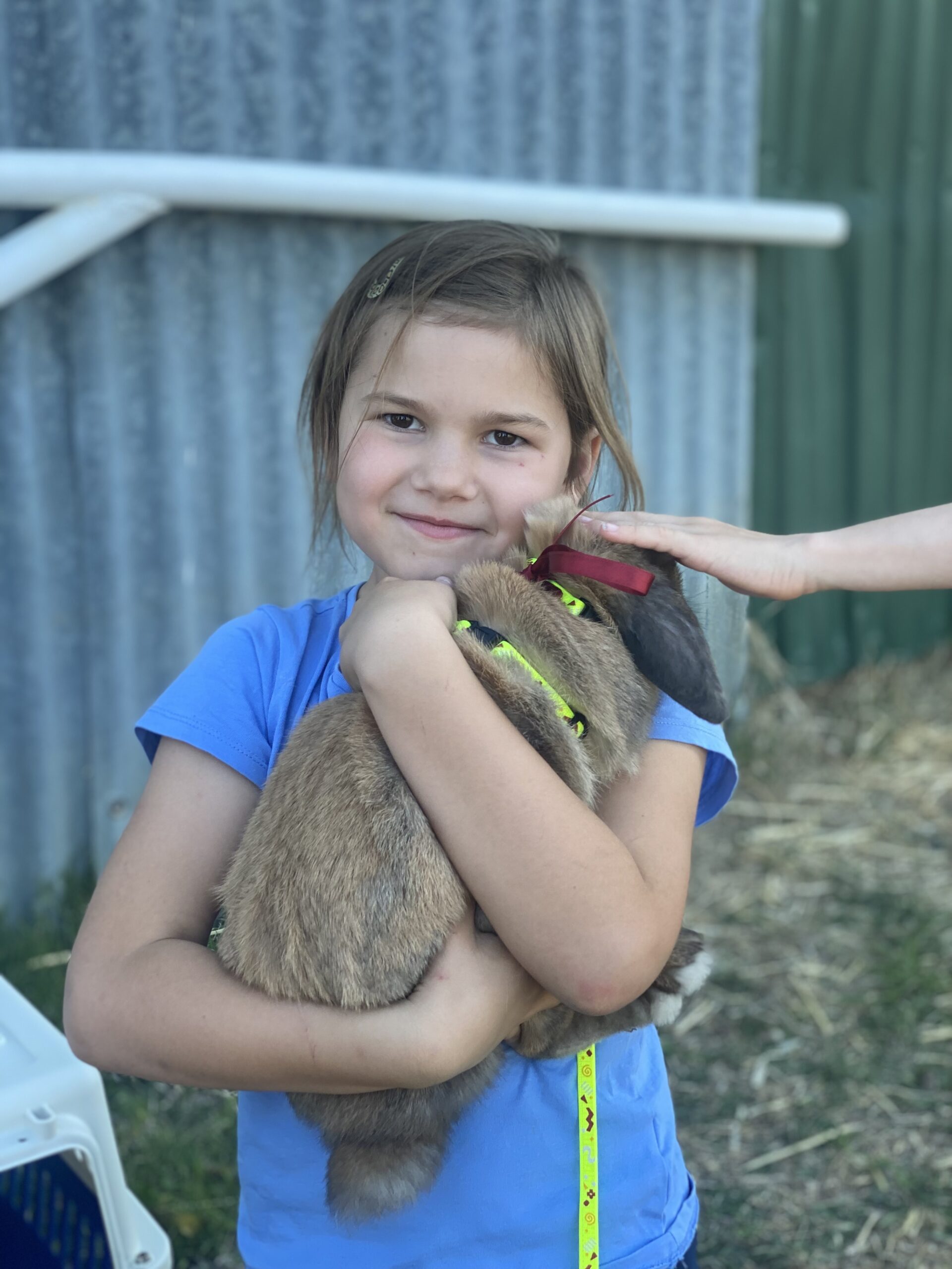 Willow Zell with her rabbit named Peanut Butter.