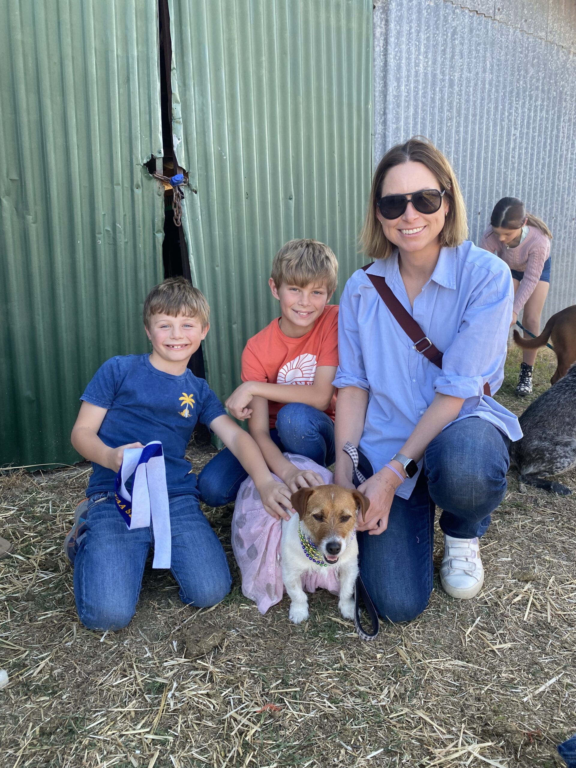 Catrina Smith with sons Harry and Max and their dog Bowie.