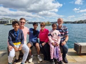 Gavin Ingram and with his three children, Harry (13), Samuel (11) and Grace (9) and parents Jenny and Barry in Sydney recently. Gavin’s wife Sally captured this great photo.