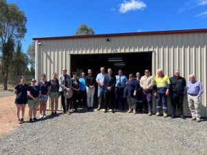 Western Namoi Vets’ Millie Bruce, Tori Geraghty, Sharne Neilson, Nikki Higgins, NSC general manager Rob Williams, customer service coordinator Terri Leenders, community engagement officer Rachael Anderson, manager regulatory compliance Landon Brady, deputy mayor Brett Dickinson, mayor Darrell Tiemens, Chief Inspector Robert Dunn, director planning and sustainability Donna Ausling, compliance officers Tenayah Woodward and Lucas Warren, capital works coordinator Graham Richardson, manager governance and risk Jason Townsend and senior WHS advisor Shane Rae.