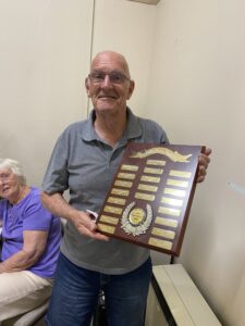 One of the driving forces behind the successful 21-year history of the Nandewar Poetry Competition, Max Pringle OAM, with a plaque carrying the name of each year’s winning poet.