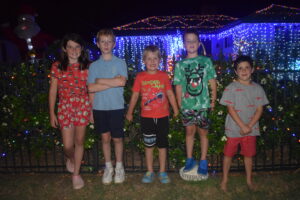 Tilly Varcoe, Kobe Tailby, Harry Eveleigh, Jude Duncan and Chase Varcoe enjoy the display.