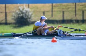 Relief: Narrabri’s Laura Gourley, right, celebrates with her Australian doubles sculls rowing teammate Amanda Bateman after qualifying the boat for the 2024 Paris Olympic Games with a second-place finish in the B-final at the 2023 World Championships event in Belgrade, Serbia, back in September.