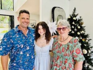 Brydie Wedesweiler with her father Tim Wedesweiler and grandmother Lyn Wedesweiler.