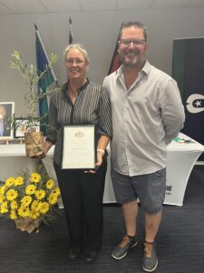 New citizen Senior Constable Bronwyn Jayne Mackie with Chief Inspector Robert Dunn.