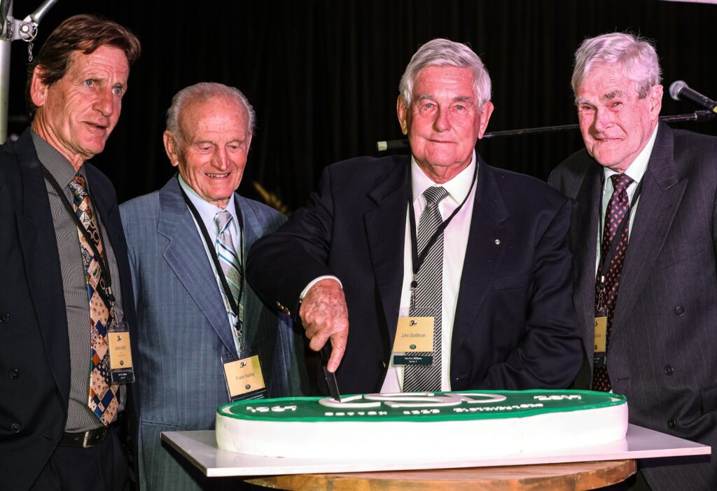 CSD 50th anniversary celebrations, 2017: James Kahl (chair from 2009-2022), inaugural chair Frank Hadley, former chair John Grellman, and former director Ralph Schulze.