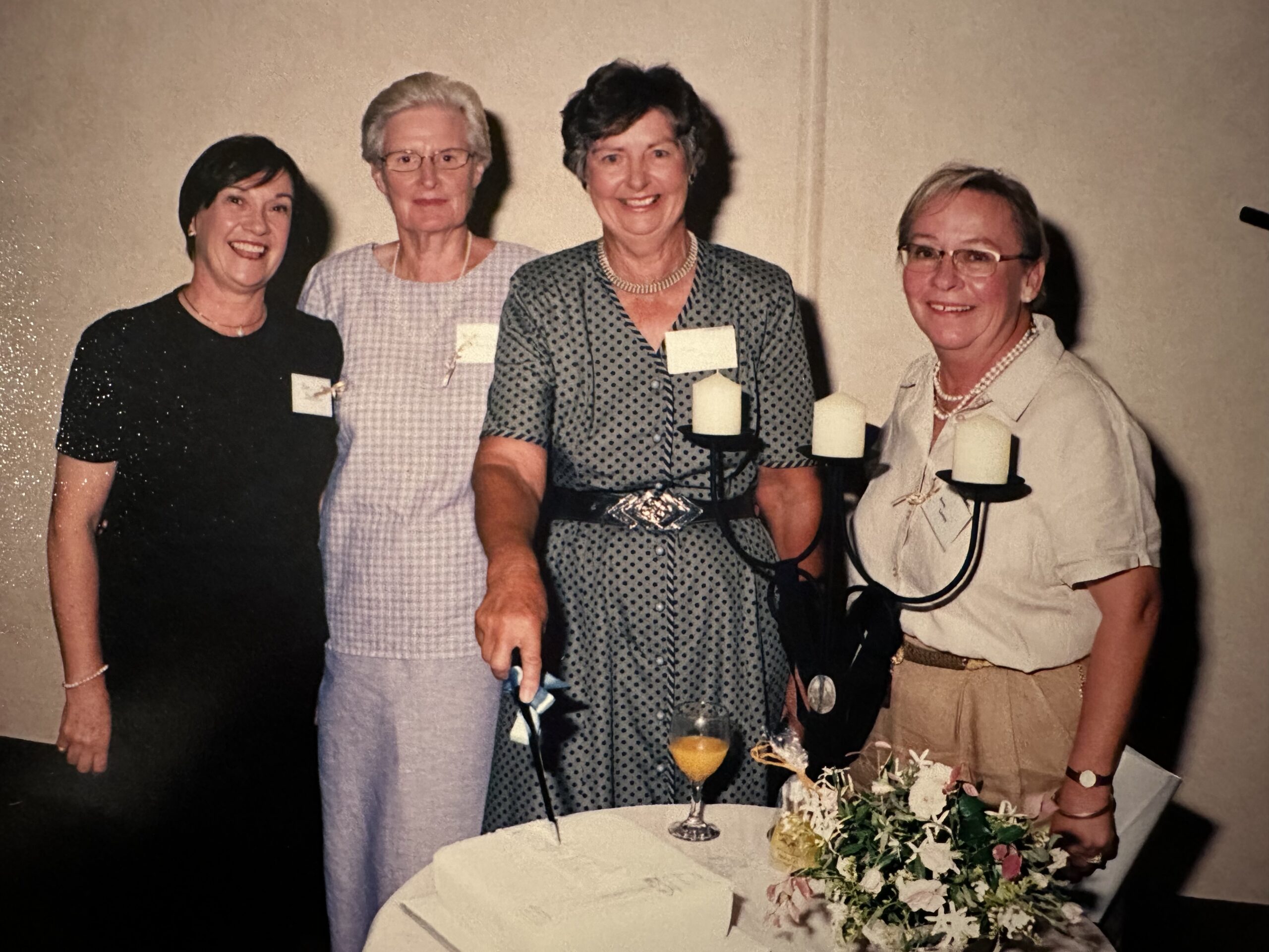 Former committee members Pam Barrett, Mary-Jane Douglas (dec), inaugural chair Rania Manchee (dec) and Annie Lampe celebrating ADFAS Narrabri’s 10-year anniversary.