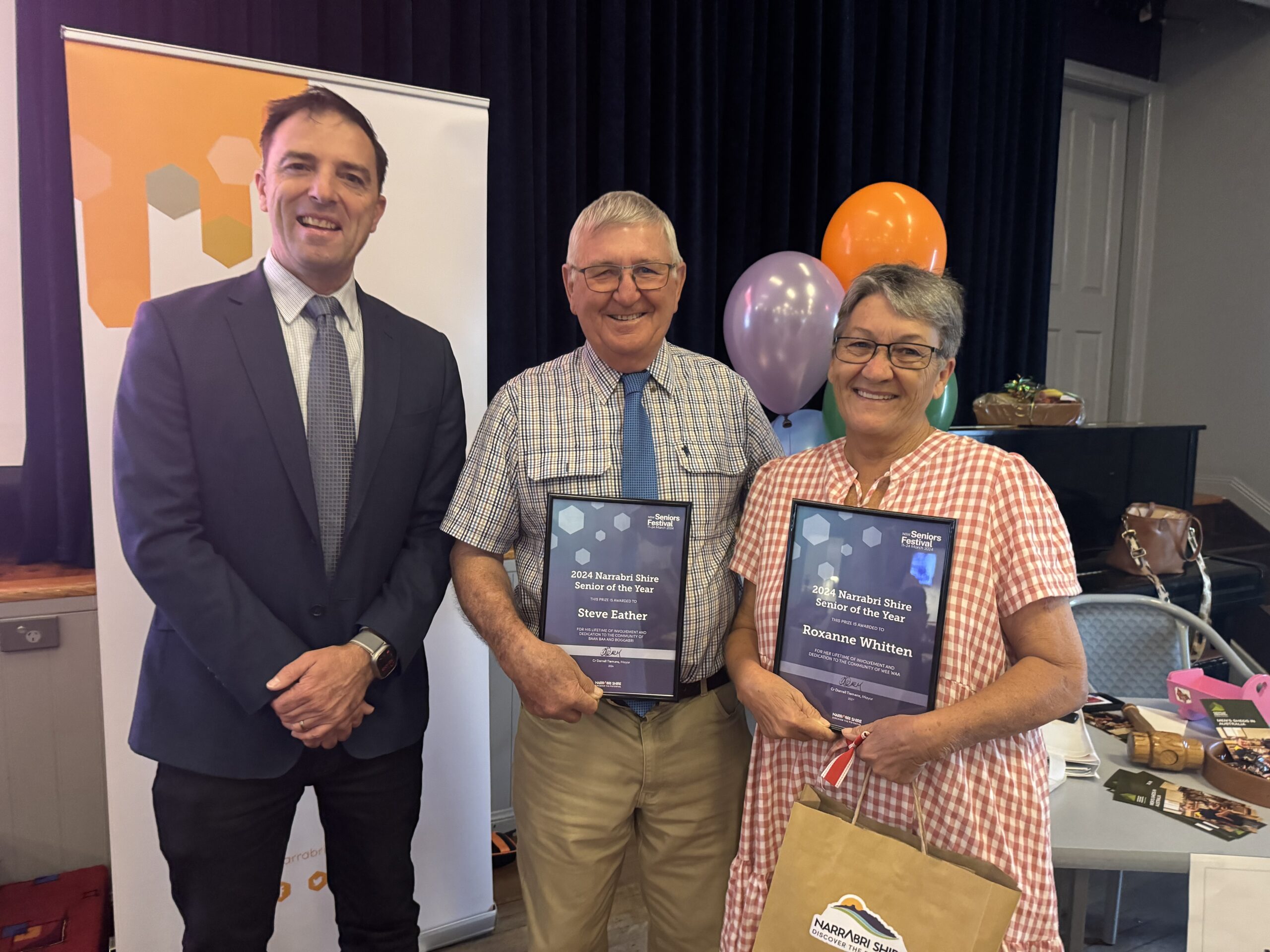 Steve Eather announced joint winner of the Narrabri Shire’s 2024 Senior of the Year Award