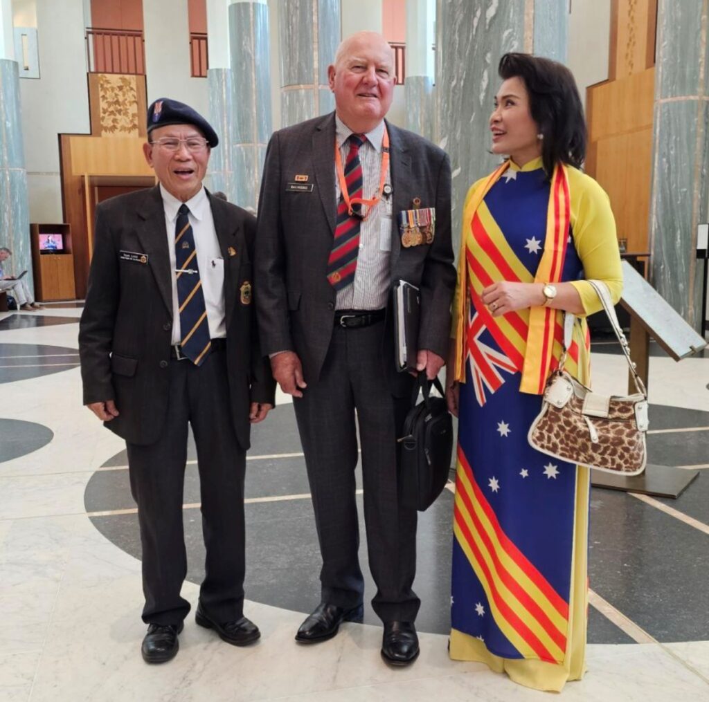 Supporting Mr Barry and Senator Scarr’s presentation in the Senate, Mr Xuan Lam, national president for the Army of the Republic of Vietnam (ARVN) Thu Duc Reserve Academy, retired Lt. Colonel Bert Hoebee, Vietnam veteran and advocate and Ms Thanh Nguyen - a member of BLOC 1706, the support group for human rights and democracy in Vietnam.