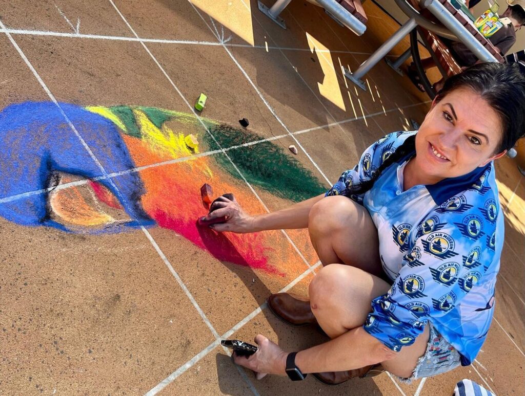 Jo Hannaford will be conducting kids’ chalk pavement workshops in Boggabri and Wee Waa for CREATE.