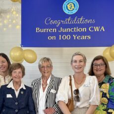 Some of the current Burren Junction CWA members, Sally Croft (president), Genevieve Sendall, Marcia Moore, Pam Moore OAM, Keiran Knight, Elizabeth Powell and Margaret Constable.