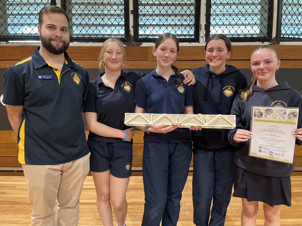 NHS Science teacher Mr Creasey, Paganne Ryman, Charleigh Bennett, Maddie Sparrow, Lily Bogdanoff