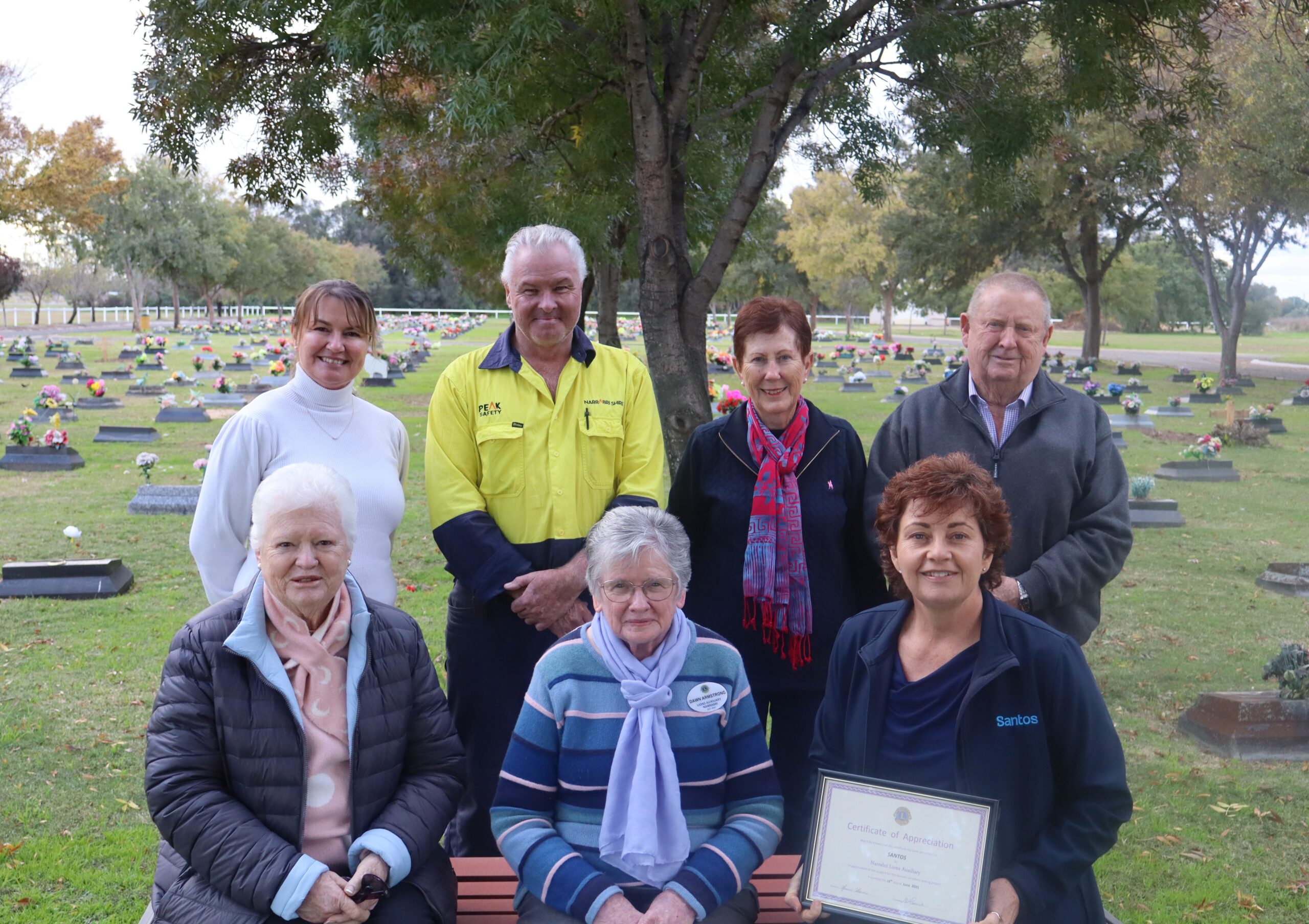 Lions Auxiliary unveils lawn cemetery seating project