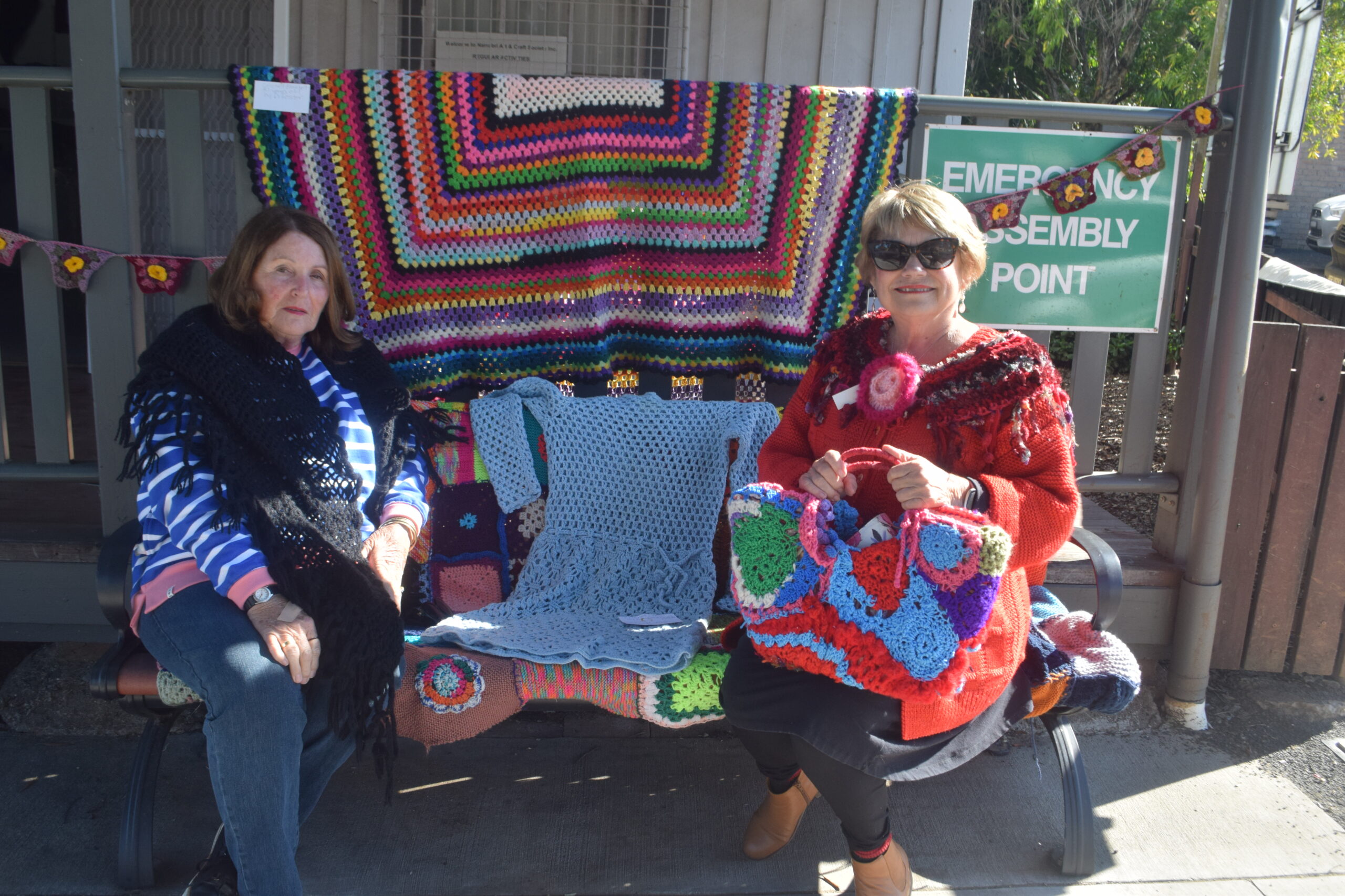 First yarn bombing of season at Narrabri Craft Shop