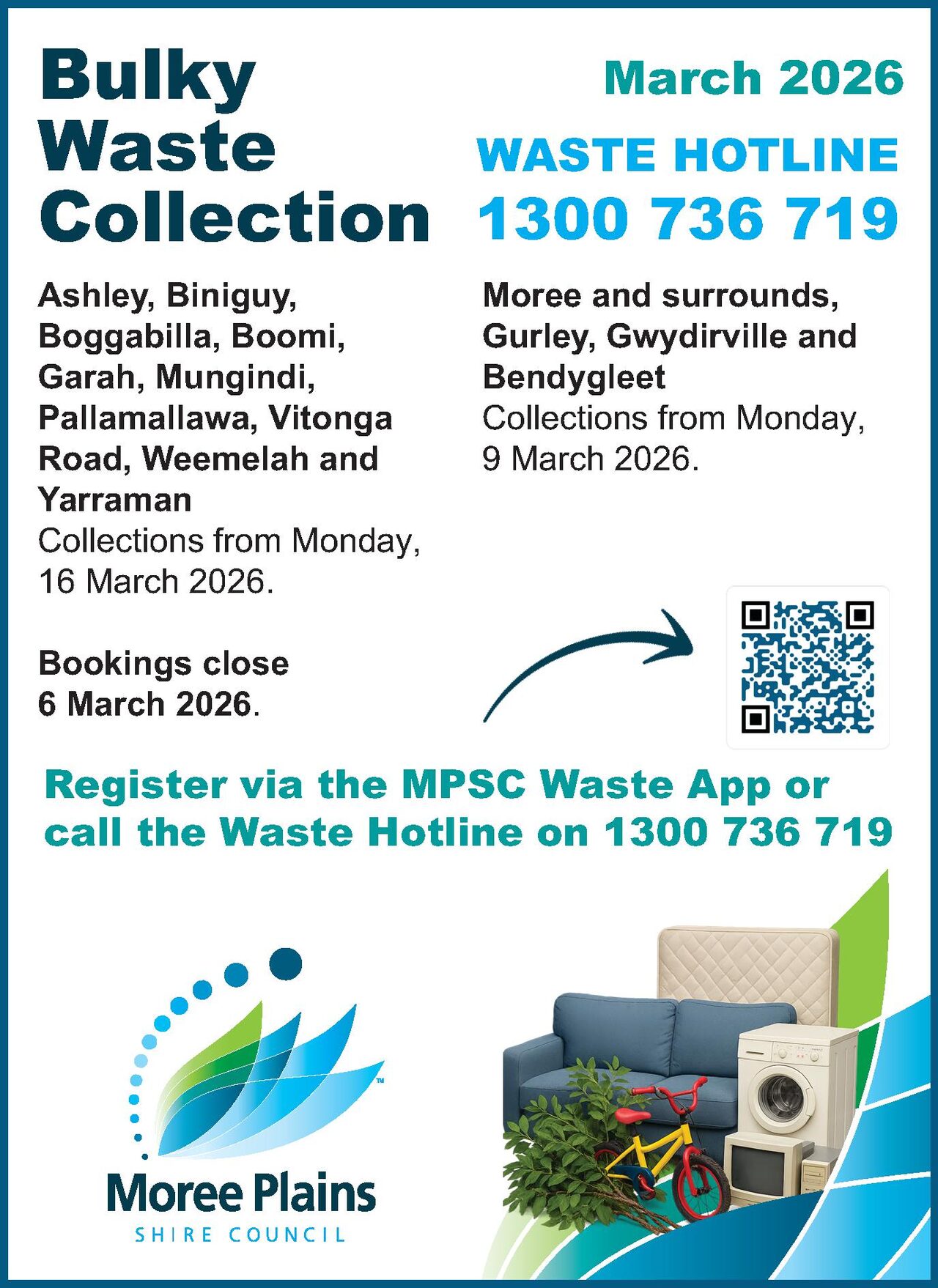 Bookings open for Moree Plains Shire’s free bulky waste collection